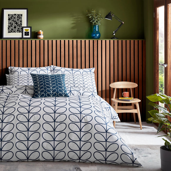 Orla Kiely Duvet Cover and Pillowcases - Linear Stem Whale Blue