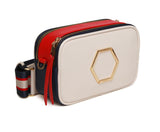 Alice Wheeler London "Pimlico Honeycomb" Tricolour Cross Body Bag - Cream