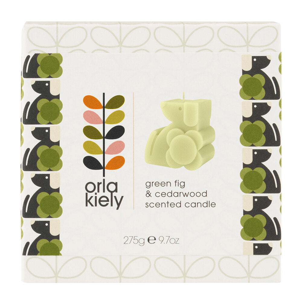 Orla Kiely Dog Moulded Scented Candle Green Fig & Cedar Wood