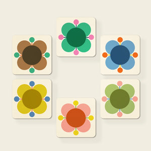 Orla Kiely Set of 6 Coasters - Atomic Flower