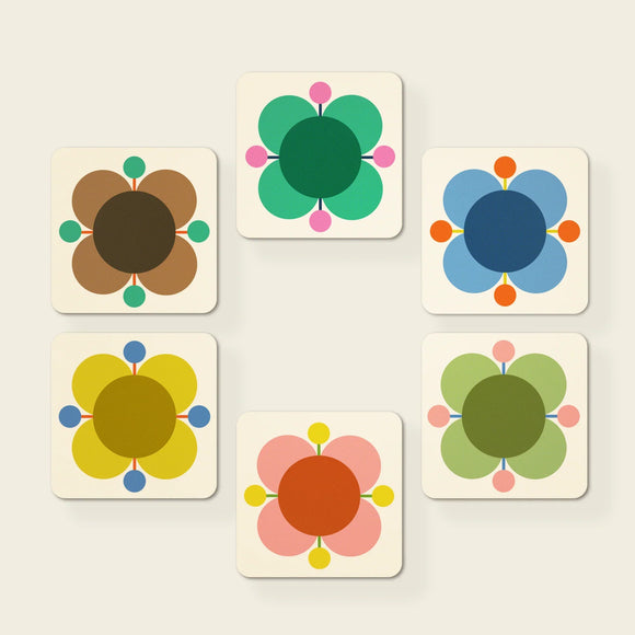 Orla Kiely Set of 6 Coasters - Atomic Flower