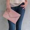 Alice Wheeler London Classic Envelope Large Slim Clutch Bag - Pink