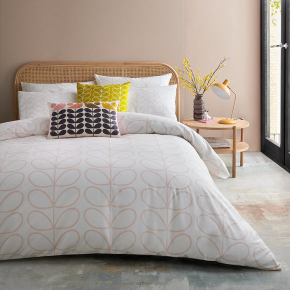 Orla Kiely Duvet Cover and Pillowcases - Linear Stem Cloud Pink