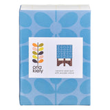 Orla Kiely Ceramic Plant Pot with Wooden Stand (Small) - 60s Stem Sky