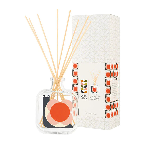 Orla Kiely Rose, Geranium & Eucalyptus Scented Reed Diffuser - Snail Shaped (200ml)