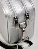 Alice Wheeler London "Soho" Double Zipped Cross Body Bag - Silver