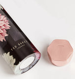 Ted Baker Double Walled Insulated Water Bottle, Black Clove Floral Design, Stainless Steel, Rose Gold Hexagonal Lid, 425ml