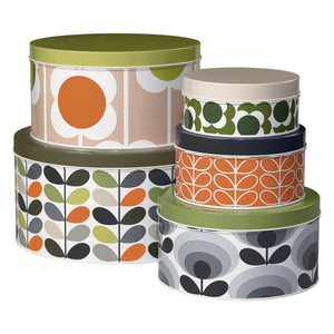 Orla Kiely Set of 5 Nesting Cake Tins - Assorted Stem