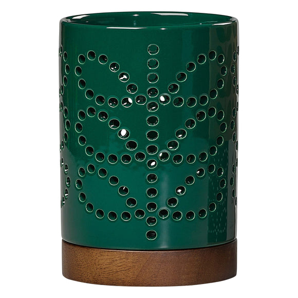 Orla Kiely Ceramic Lantern (Small) - Linear Stem Evergreen