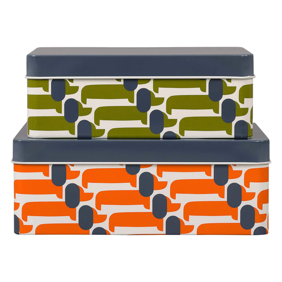 Orla Kiely Dachshund Storage Tins - Set of 2