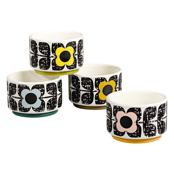 Orla Kiely Set of 4 Ceramic Ramekins - Scribble Square Flower