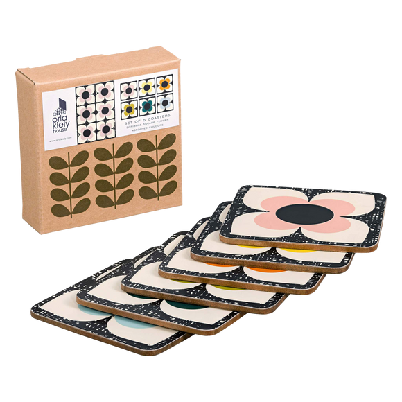Orla Kiely Scribble Square Flower Coasters - Set of 6