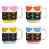 Orla Kiely Sunflower Multi Stacking Mugs - Set of 4