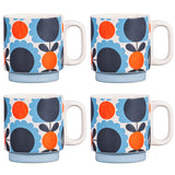 Orla Kiely Scallop Flower Sky Stacking Mugs - Set of 4