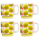 Orla Kiely Butterfly Stem Dandelion Stacking Mug - Set of 4