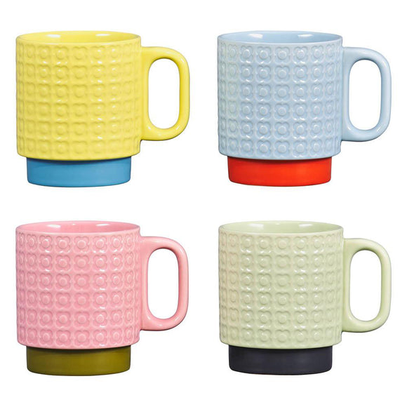 Orla Kiely Pressed Flower Stacking Mugs - Set of 4