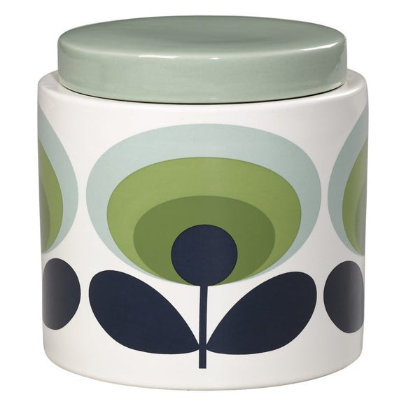 Orla Kiely Ceramic Storage Jar with Lid (1 Litre) - 70s Oval Flower Green