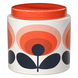 Orla Kiely Ceramic Storage Jar with Lid (1 Litre) - 70s Oval Flower Orange