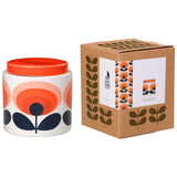 Orla Kiely Ceramic Storage Jar with Lid (1 Litre) - 70s Oval Flower Orange