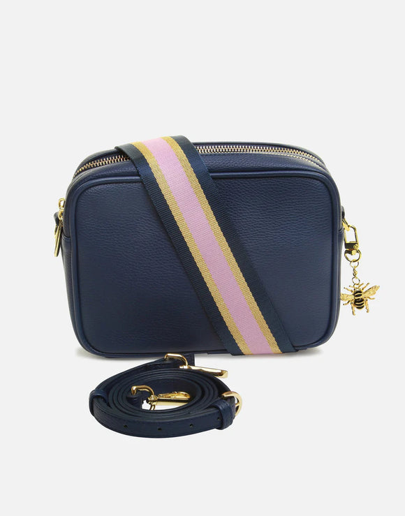 Alice Wheeler London Soho Navy Dual Compartment Camera Cross Body Bag